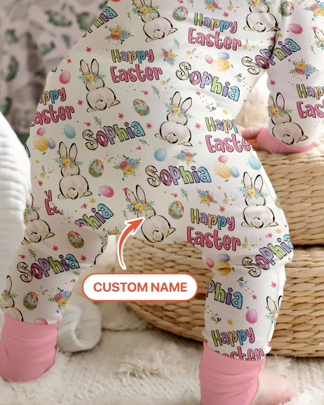 Personalized Happy Easter Bunny Bamboo Convertible Zippy