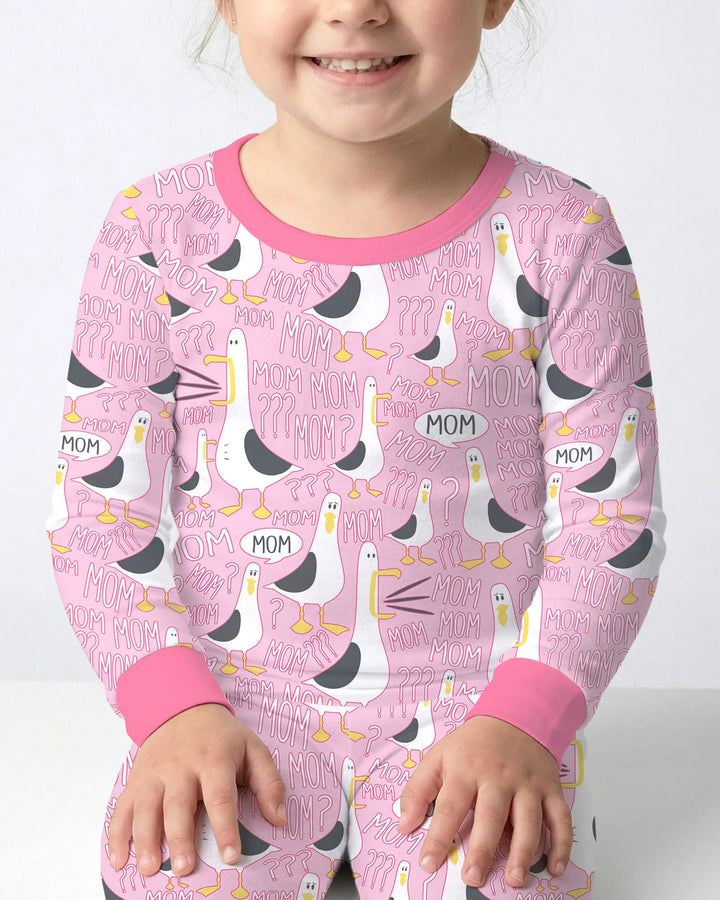 Funny Seagull MOM Two Piece Long Sleeve Pajama Set