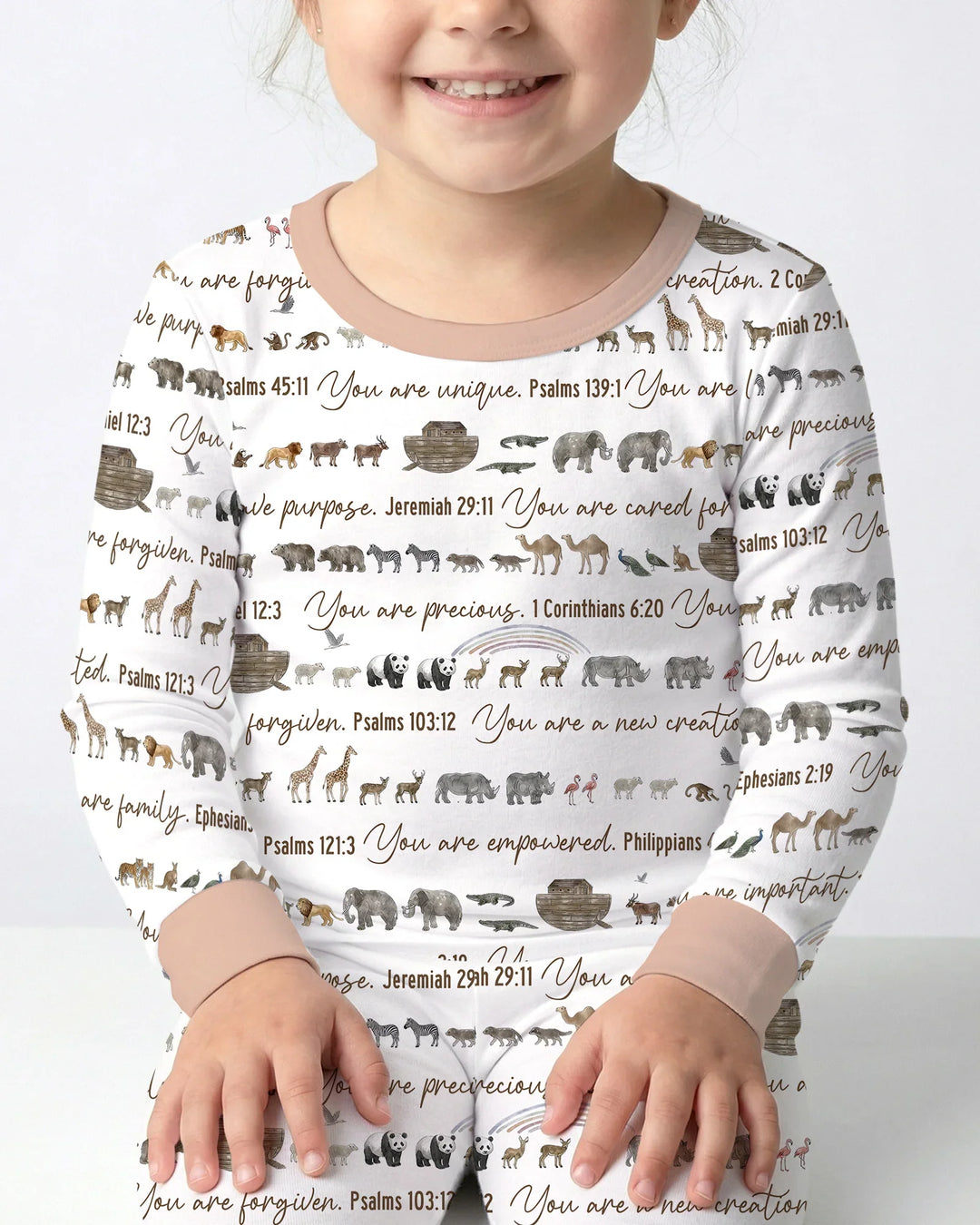 Biblical Noah's Ark Bamboo Two Piece Long Sleeve Pajama Set
