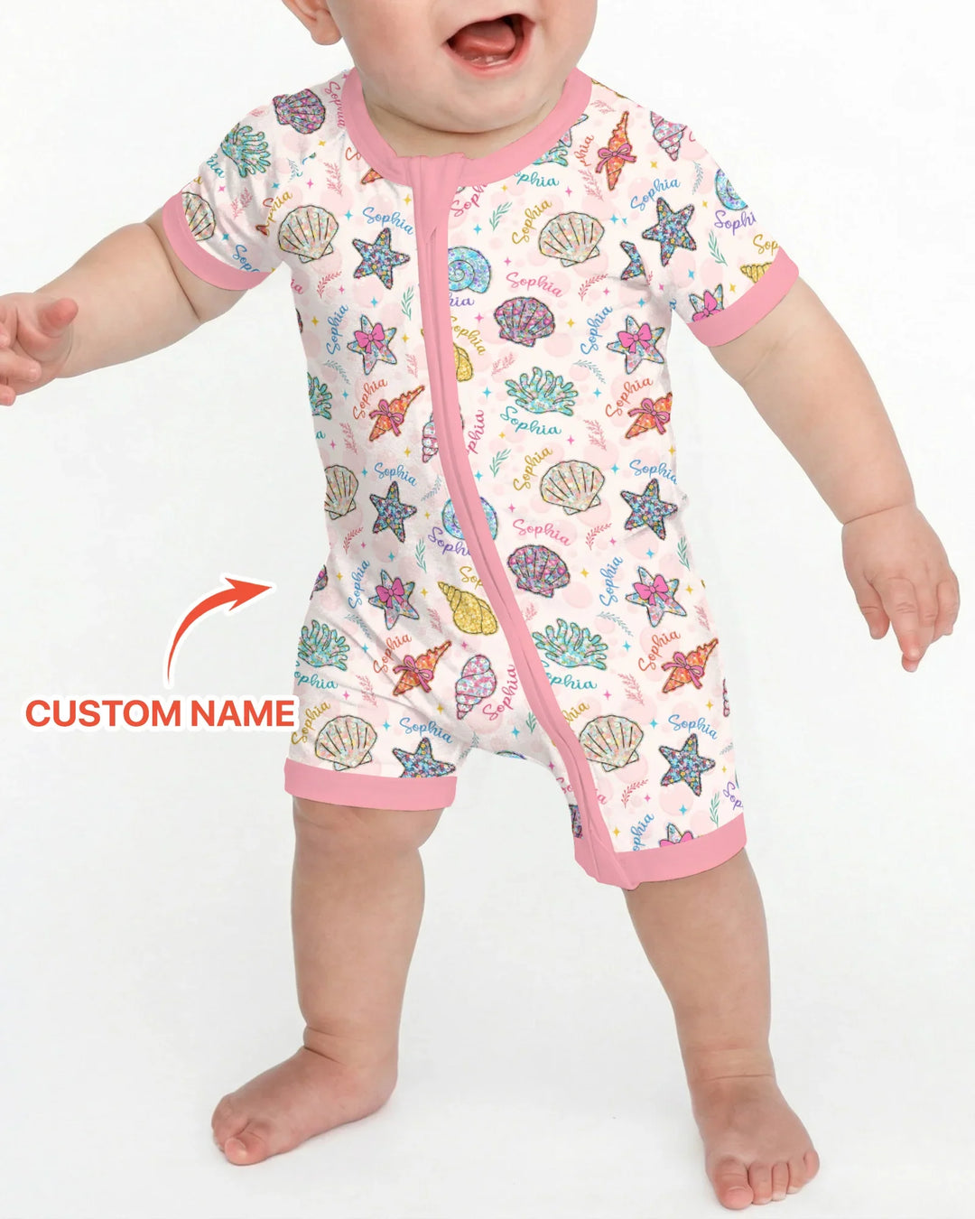 Custom Name Seaside Wildflower Summer Bamboo Shorty Zippy