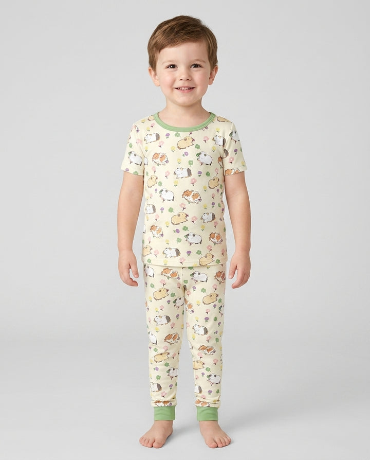 Guinea Pig Garden Bamboo Two Piece Short Sleeve Pajama Set