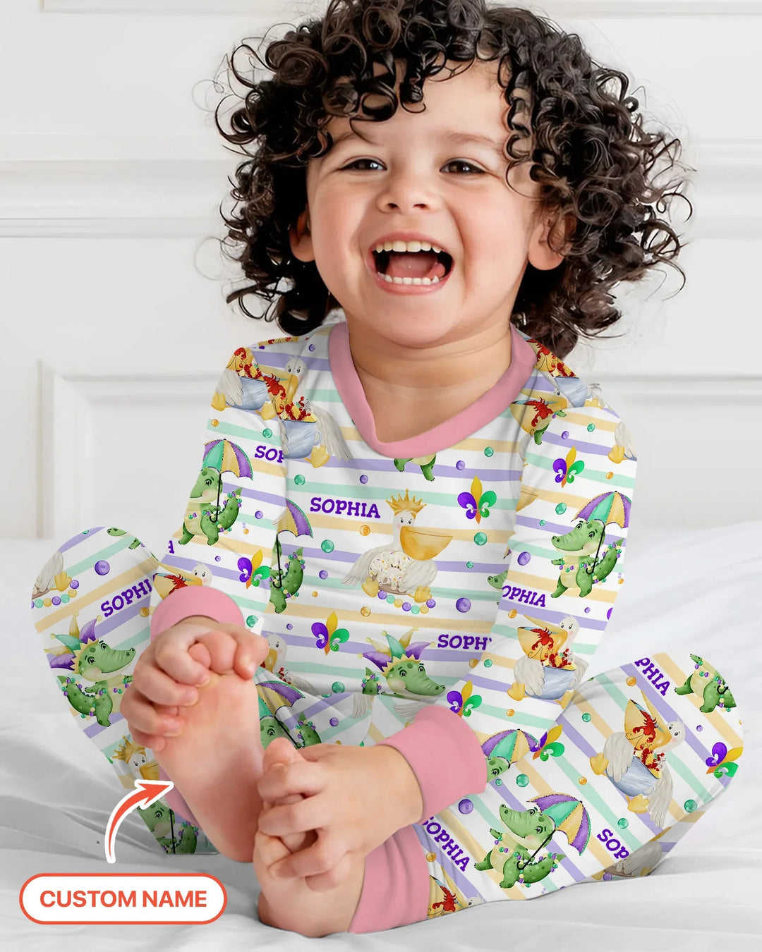 Happy Mardi Gras Adventure Family Matching Bamboo Two Piece Long Sleeve Pajama Set