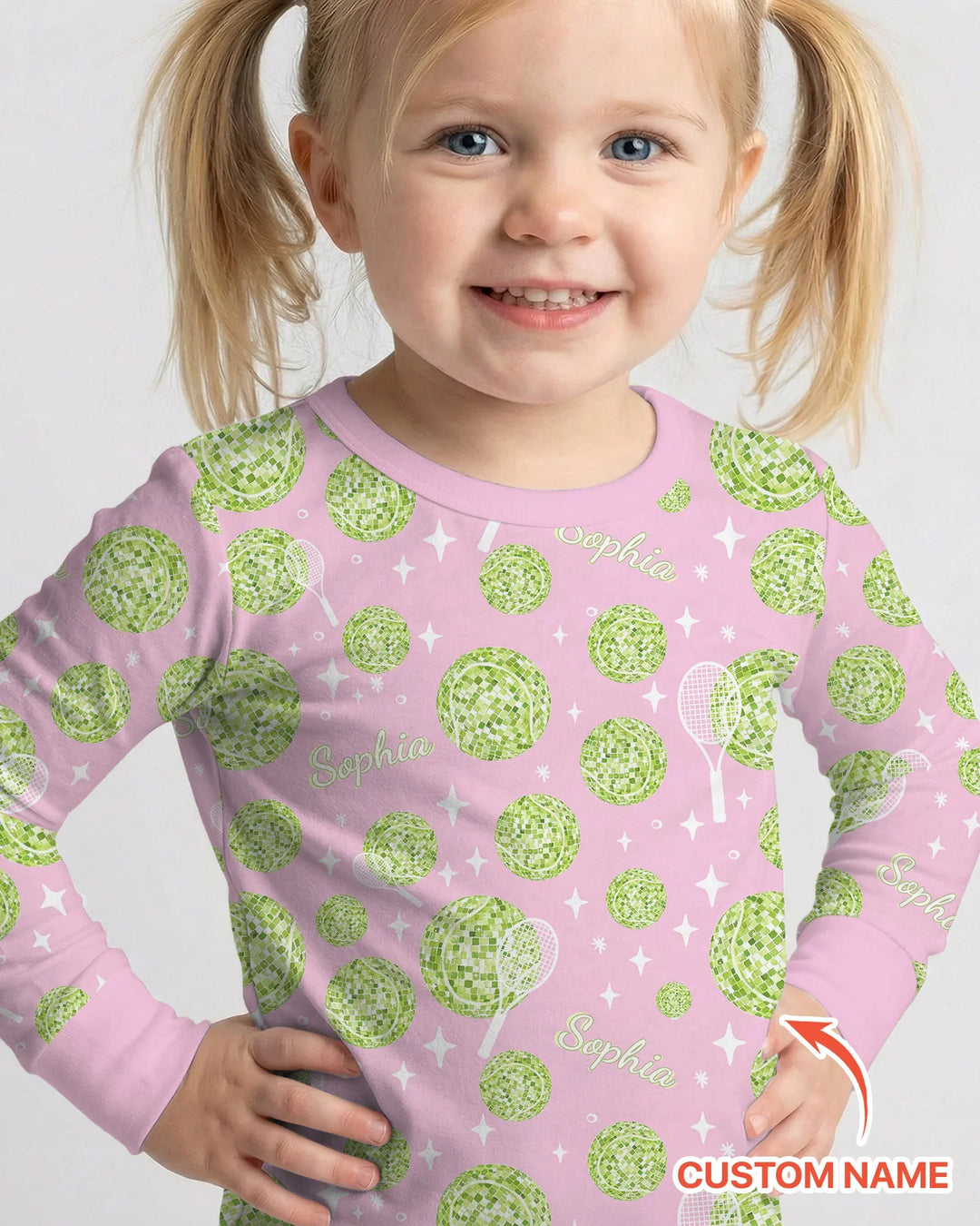 Tennis Disco Girl Party Matching Bamboo Two Piece Long Sleeve Pajama Set