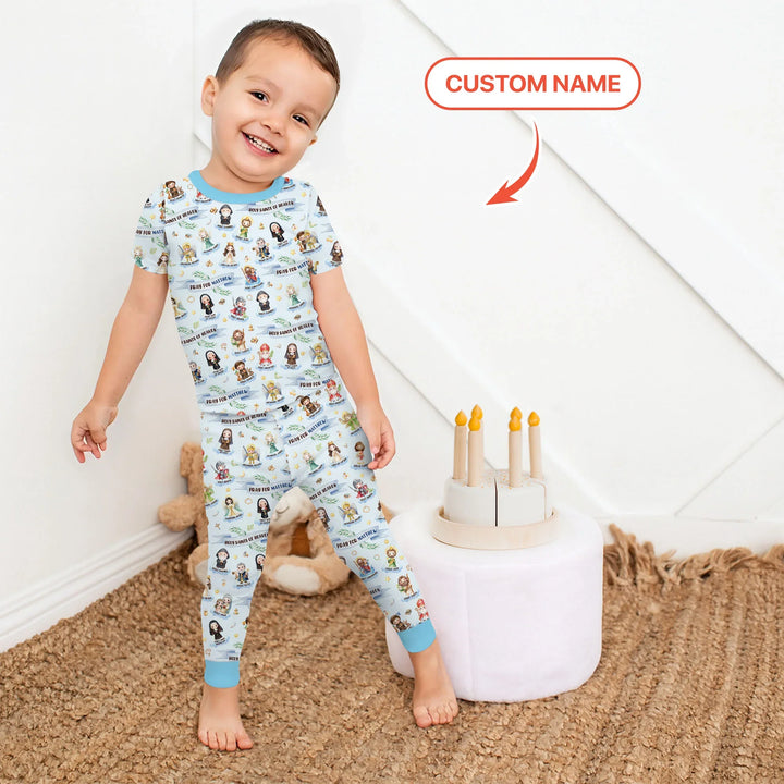 Holy Saints of Heaven Custom Name Bamboo Two Piece Short Sleeve Pajama Set