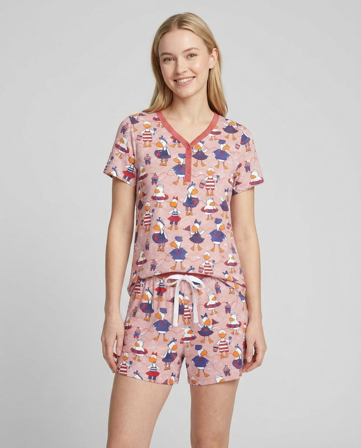 Freedom Floaties Family Matching Bamboo Women Short Sleeve Short Pajama Set