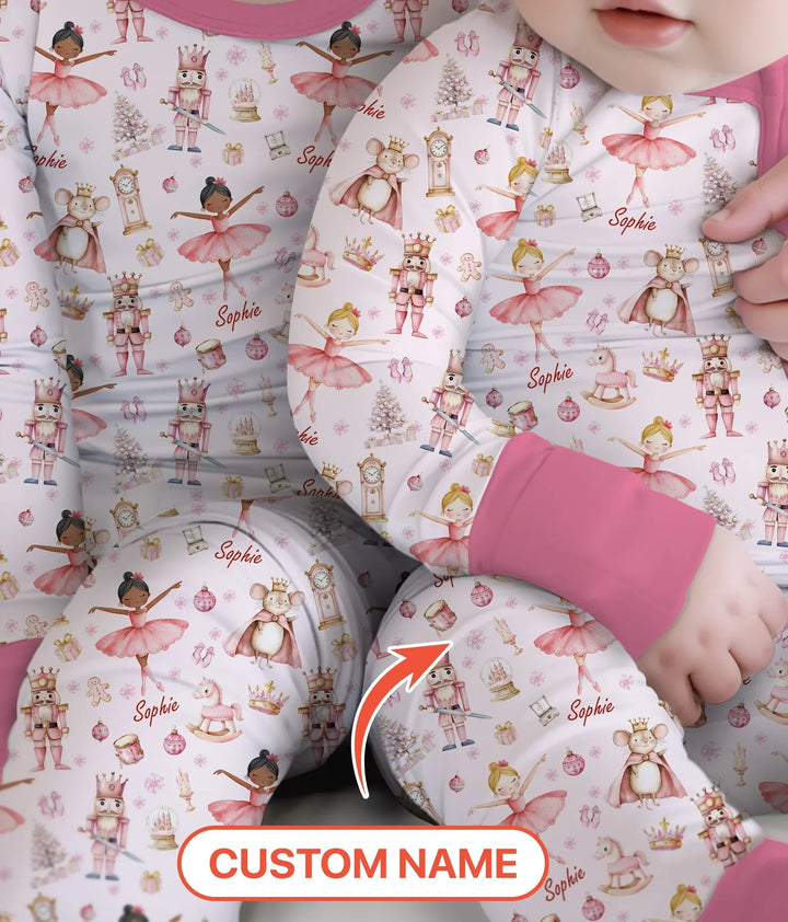 Custom Character "Ballerina Nutcracker Fairytale" Bamboo Two Piece Long Sleeve Pajama Set