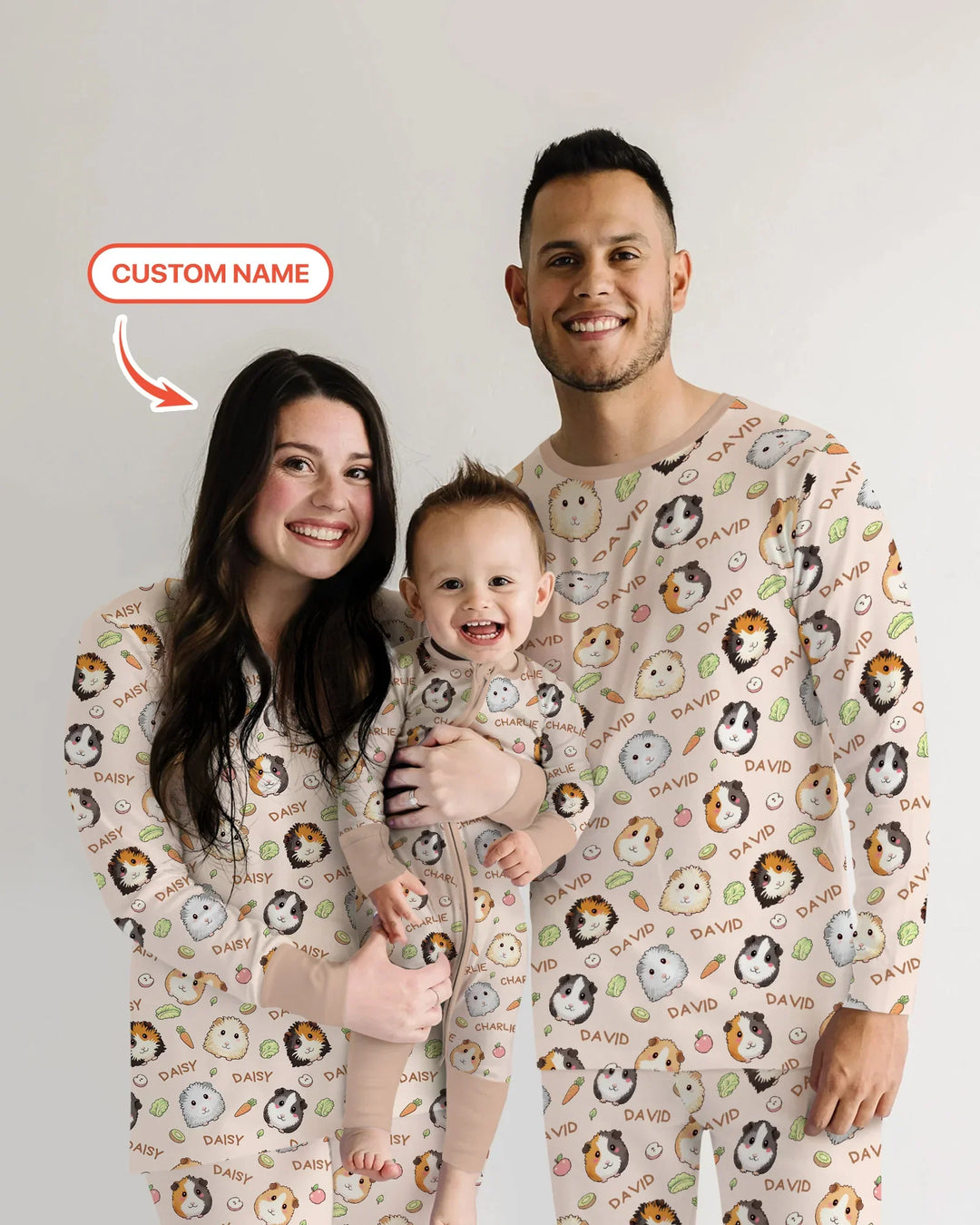Custom Name Cute Guinea Pigs Bamboo Men's Pajama Set