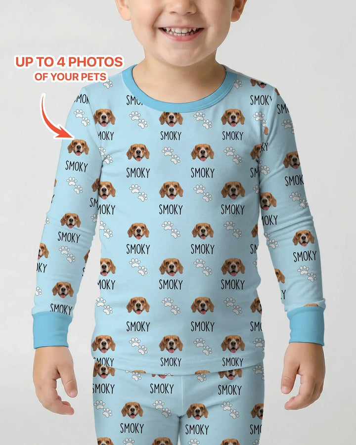 Custom Name and Pet Photos Bamboo Two Piece Long Sleeve Pajama Set