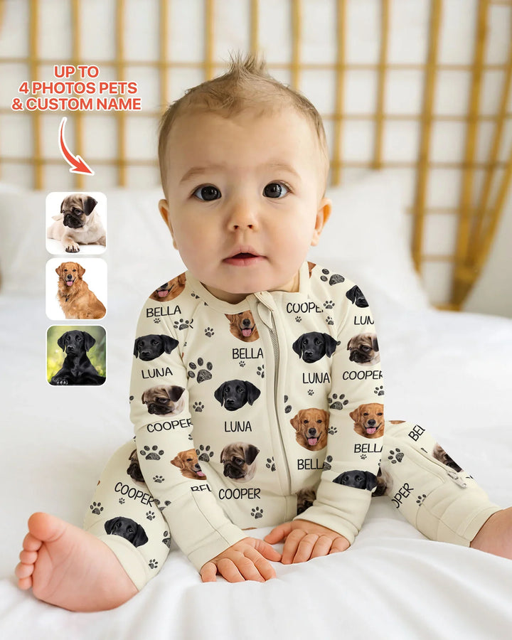 Custom Dog Photo With Paw Bamboo Convertible Zippy