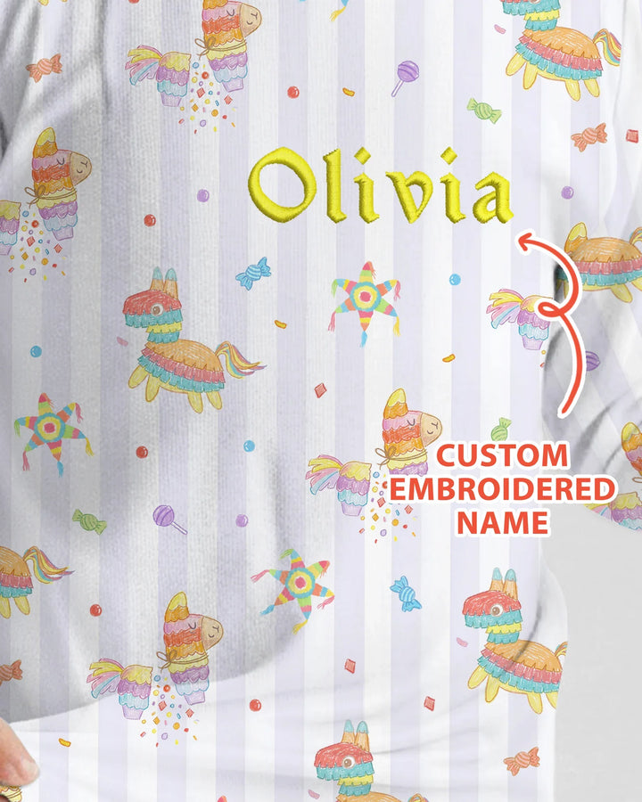 Personalized Embroidered Name Cinco De Mayo Bamboo Two Piece Long Sleeve Pajama Set