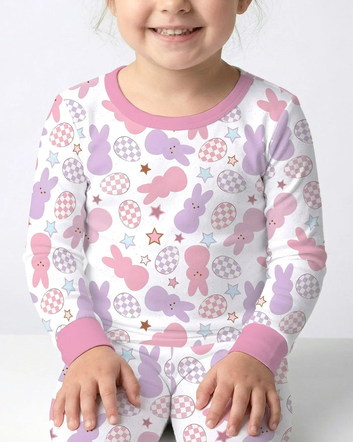 Easter Peep Bunnies Bamboo Two Piece Long Sleeve Pajama Set