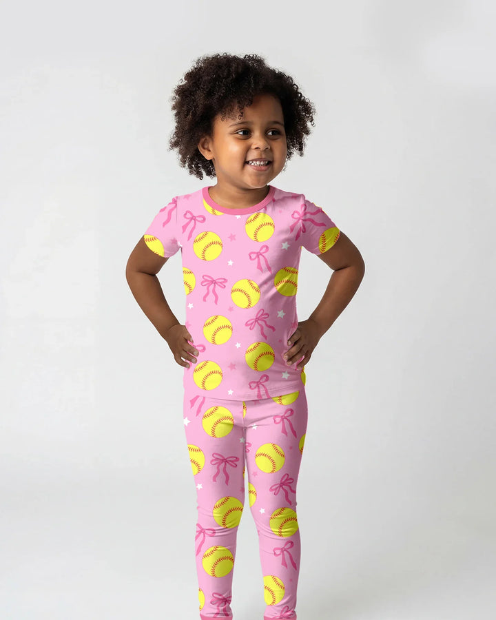 Softball Lovers Bamboo Two Piece Short Sleeve Pajama Set