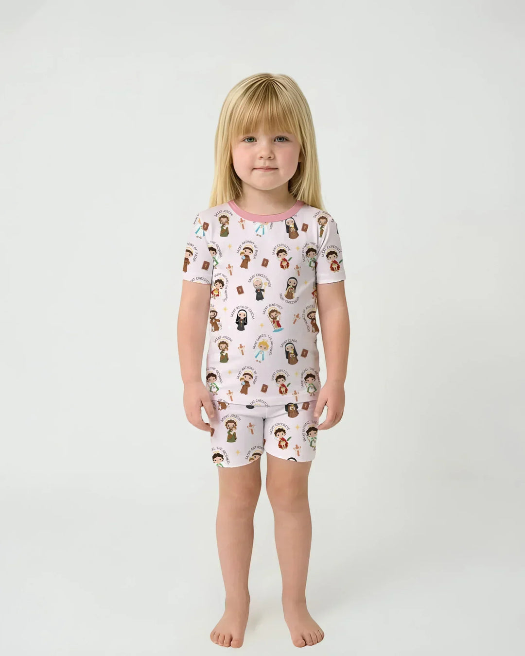 Saints in the Clouds Bamboo Two Piece Short Sleeve Shorts Pajama Set