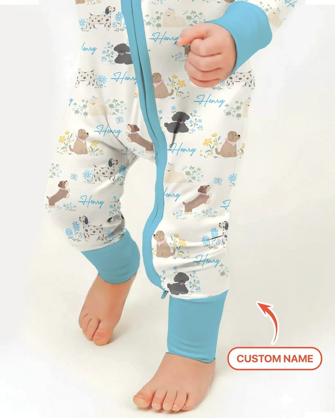 Custom Name Flower Dogs Bamboo Convertible Zippy