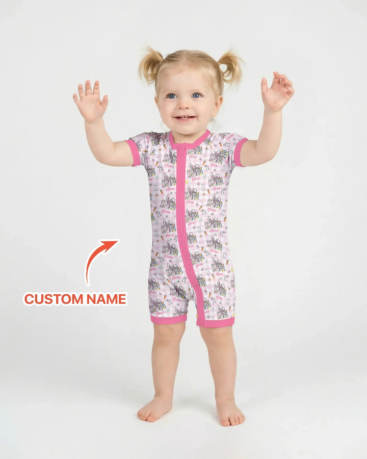 Custom Name Easter Family Matching Bamboo Shorty Zippy