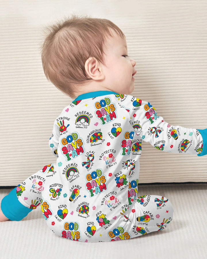 God Says I Am Autism Awareness Bamboo Convertible Zippy