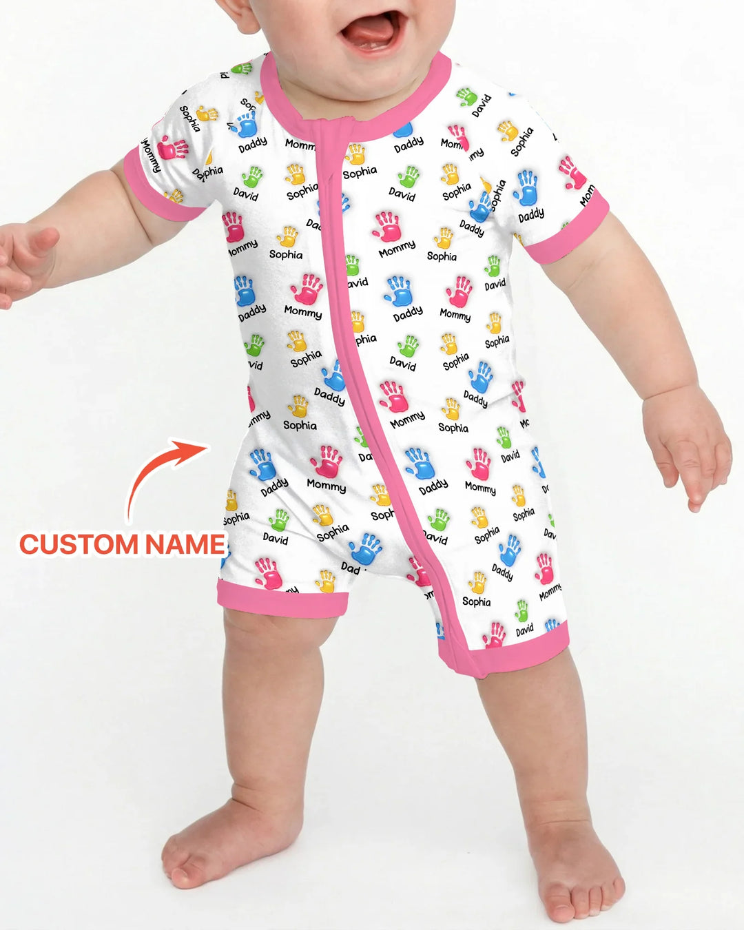 First Mother Day - Handprints Bamboo Shorty Zippy