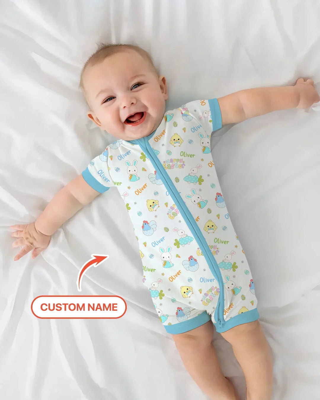 Custom name Happy Easter Bamboo Shorty Zippy
