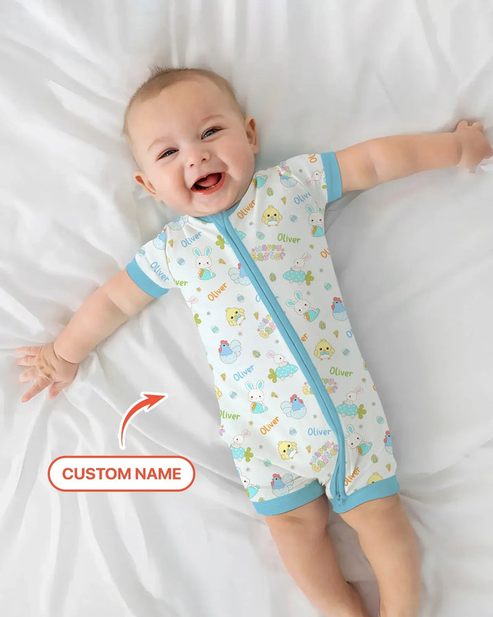 Custom name Happy Easter Bamboo Shorty Zippy