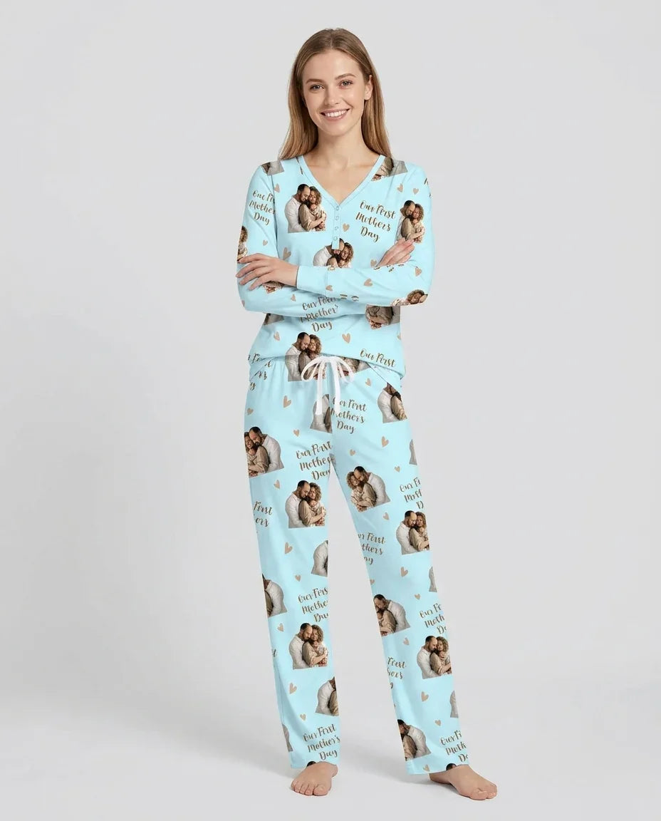 Custom Photo Our First as Parents Bamboo Women Pajama Set