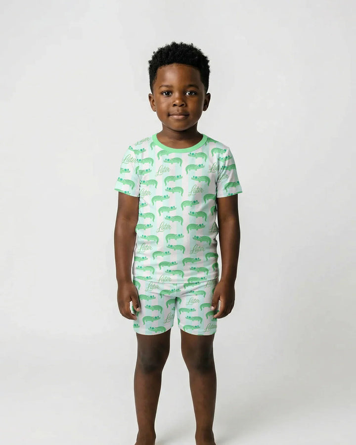 Later Gator Bamboo Two Piece Short Sleeve Shorts Pajama Set