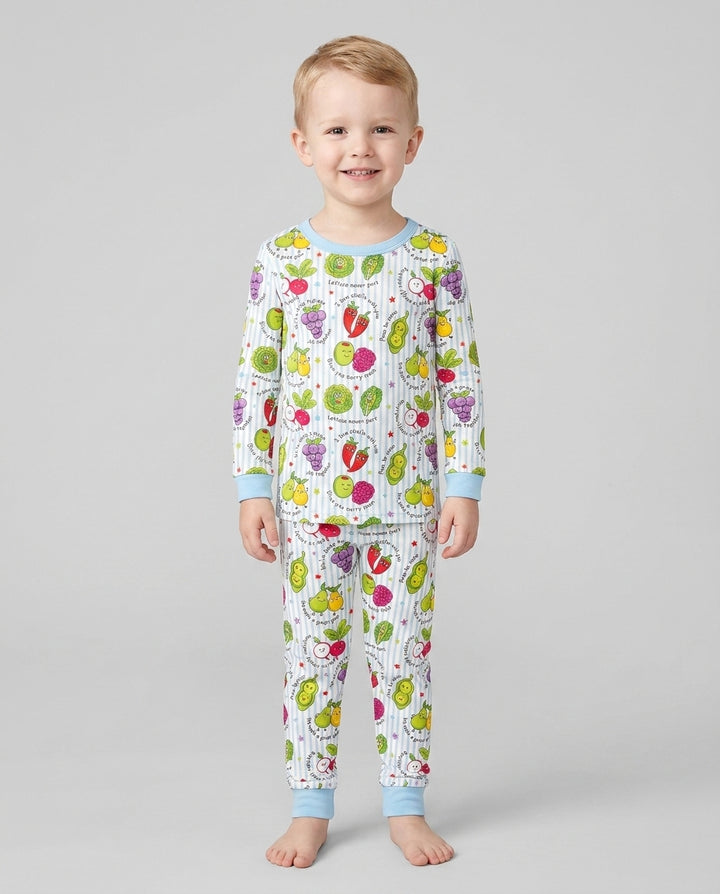 Fruits And Vegetables Love Puns Bamboo Two Piece Long Sleeve Pajama Set