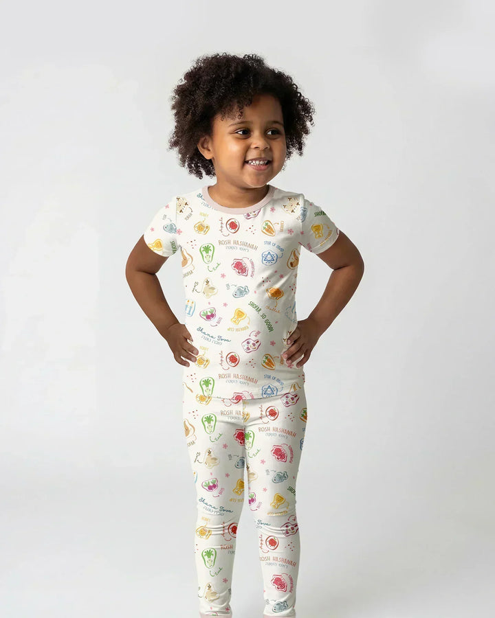 Happy Rosh Hashanah Bamboo Two Piece Short Sleeve Pajama Set