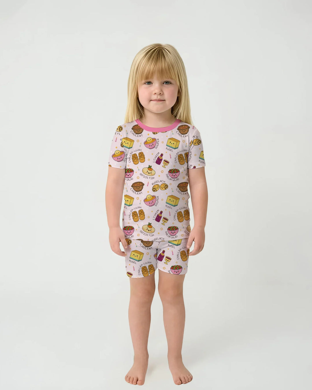 Shabbat Shalom Bamboo Two Piece Short Sleeve Shorts Pajama Set