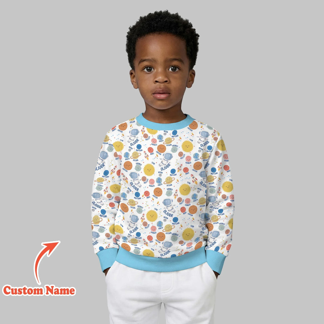 Custom Name Little's Kid into Universer Bamboo Crewneck Sweatshirt