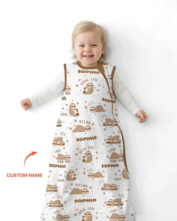 Custom Name Cute Sloth Bamboo Sleep Bag