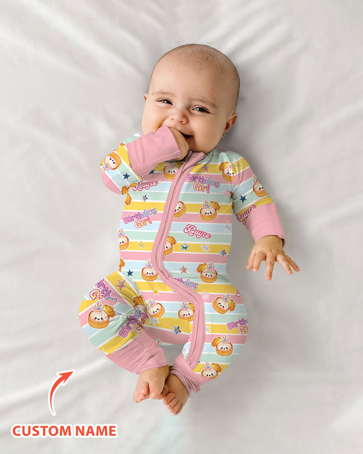 Custom Dumpling Birthday Girl  Bamboo Convertible Zippy
