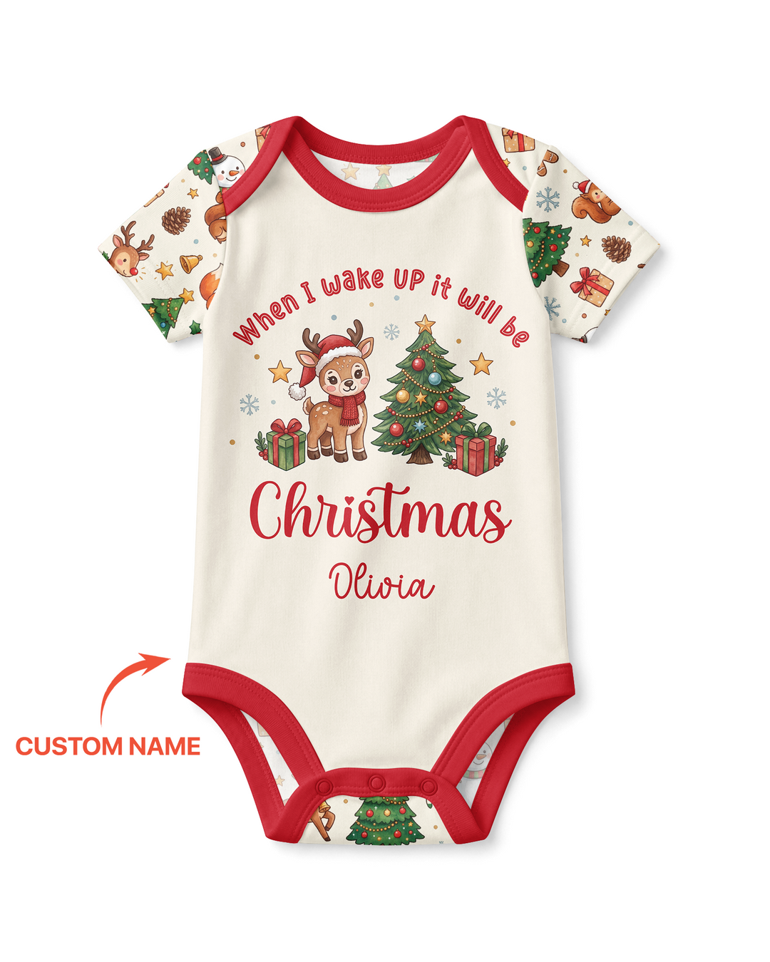 Custom Name When I Wake Up It's Will Be Christmas Bamboo Bodysuit