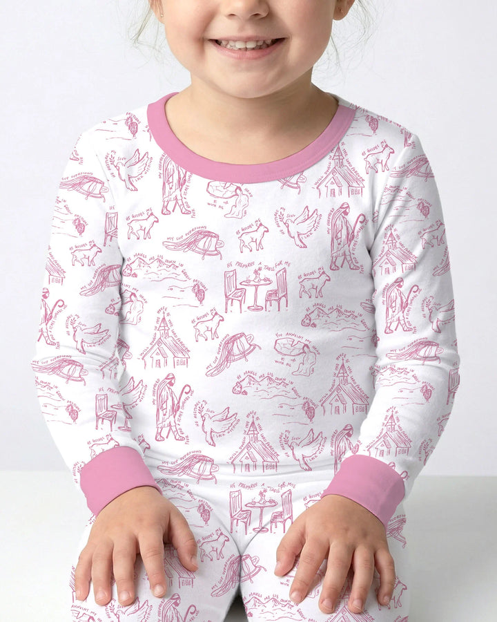 Psalm 23 Sketch Bamboo Two Piece Long Sleeve Pajama Set