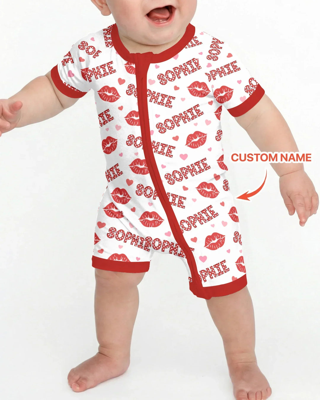 Custom Name Valentine Kiss Bamboo Shorty Zippy