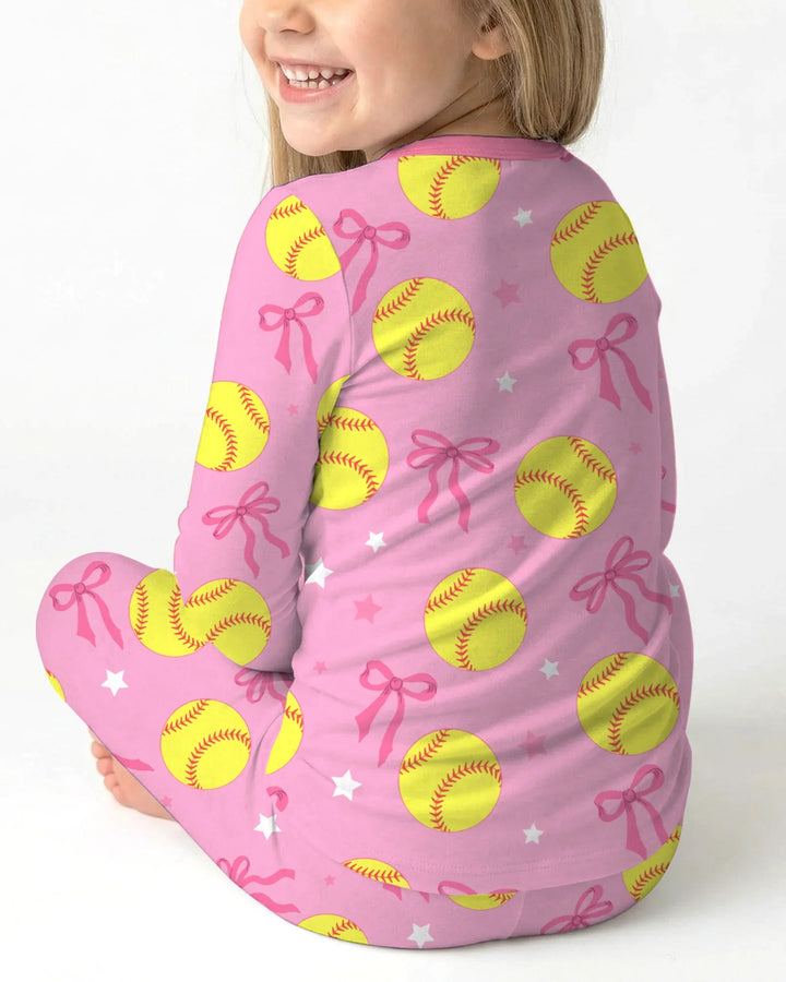 Softball Lovers Bamboo Two Piece Long Sleeve Pajama Set