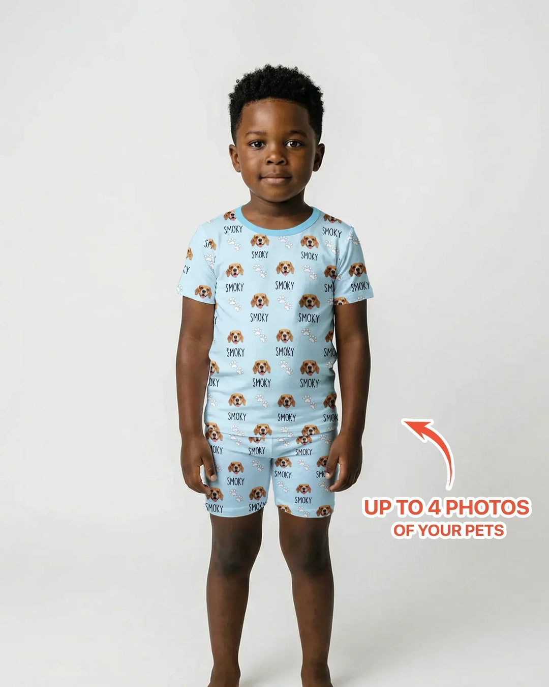Custom Name and Pet Photos Bamboo Two Piece Short Sleeve Shorts Pajama Set