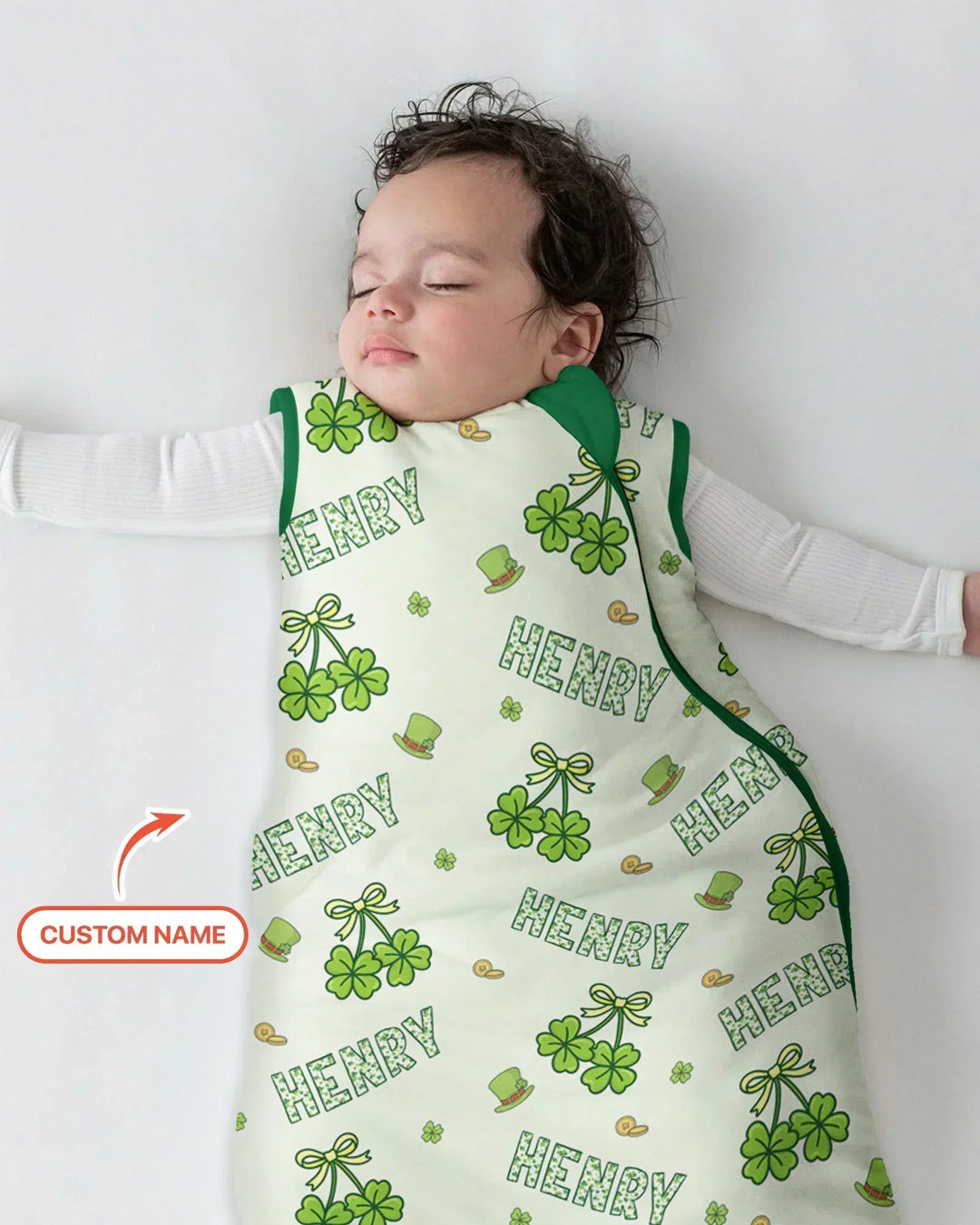 Custom Name Lucky Little Shamrock Bamboo Sleep Bag