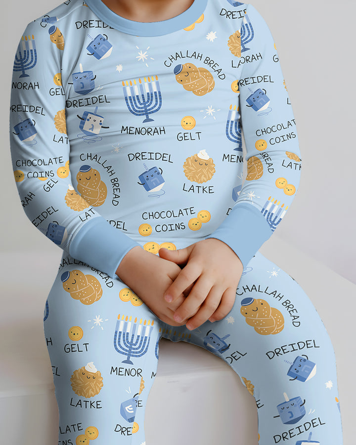 Family Hanukkah Matching Bamboo Two Piece Long Sleeve Pajama Set