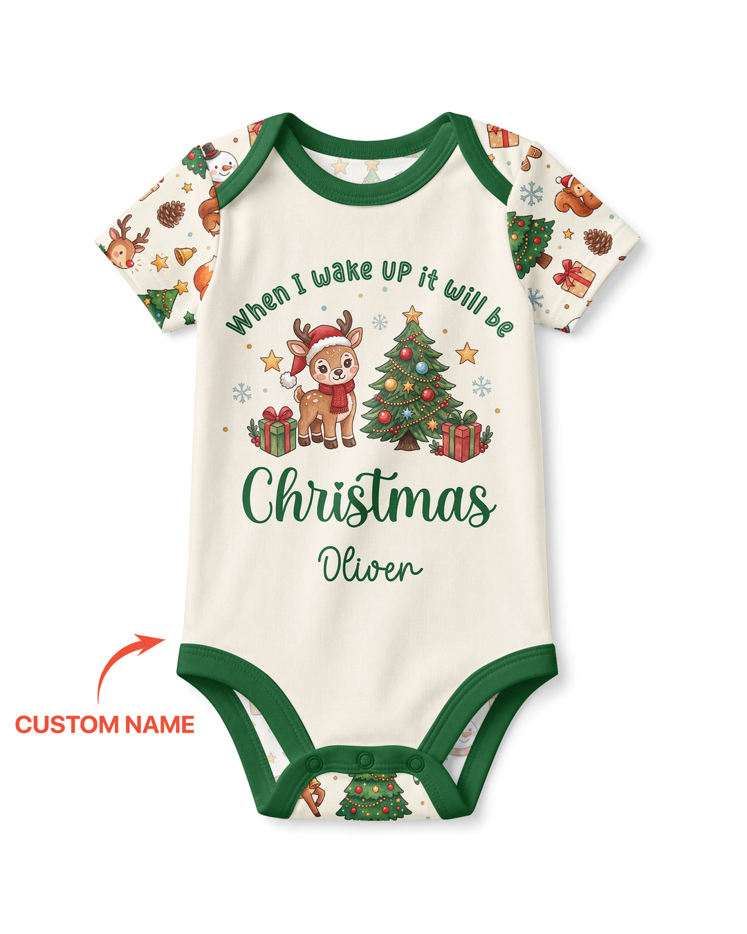 Custom Name When I Wake Up It's Will Be Christmas Bamboo Bodysuit