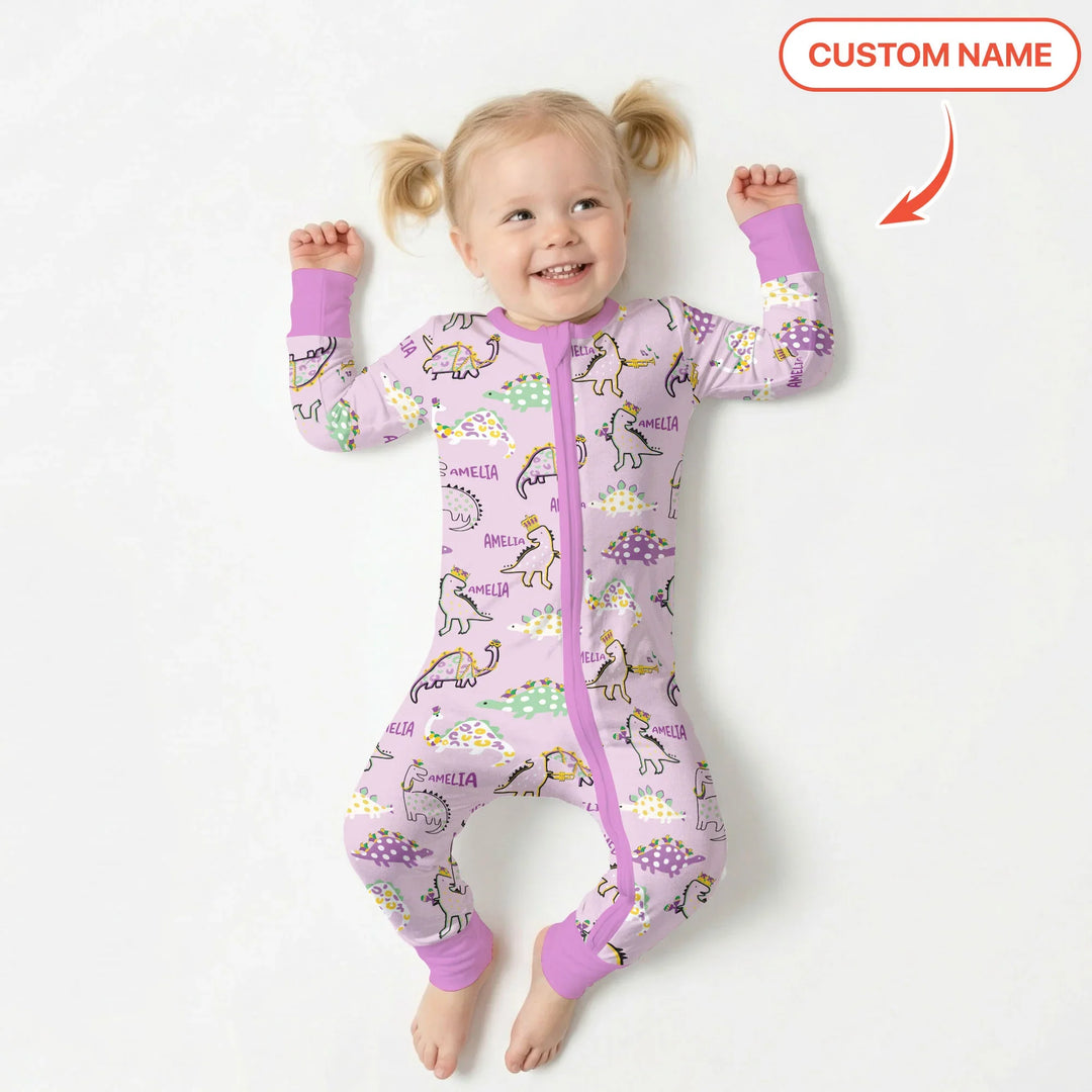 Custom Name Mardi Gras Saurus Bamboo Convertible Zippy