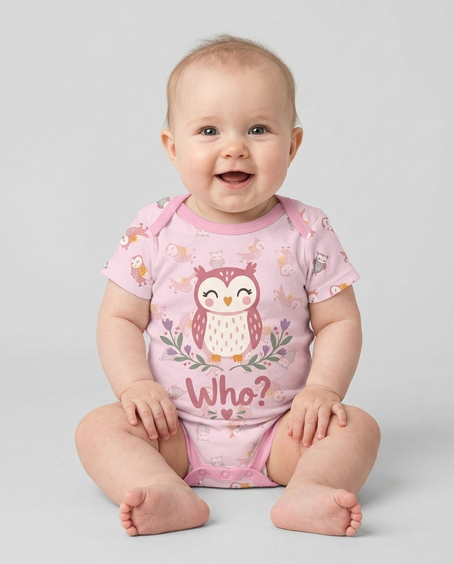 Custom Name Twin Owl Who's Who Bamboo Bodysuit