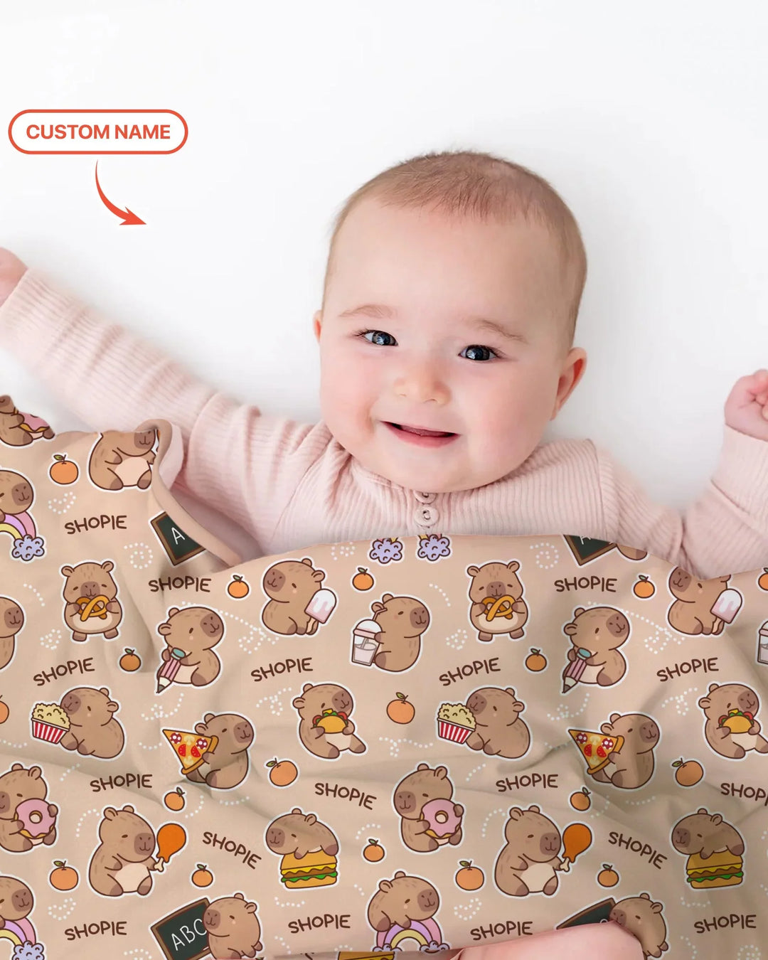 Custom Name Cute Capybara Bamboo Blanket