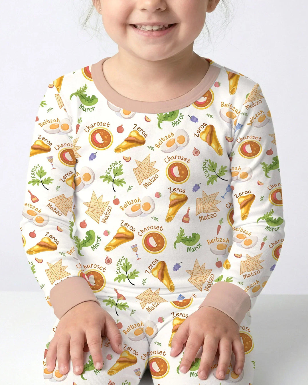 Happy Passover Family Matching Bamboo Two Piece Long Sleeve Pajama Set