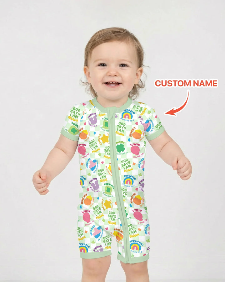 God Says I Am St. Patrick’s Day Custom Name Family Matching Bamboo Shorty Zippy