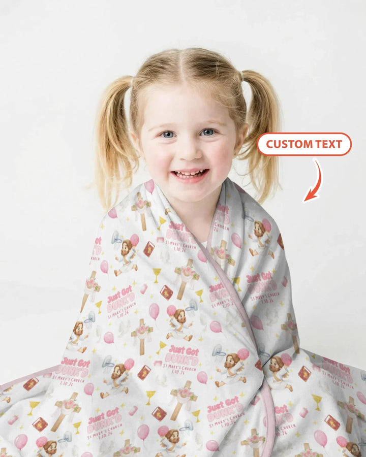 Custom Name Baptism Just Got Dunk'd Bamboo Blanket