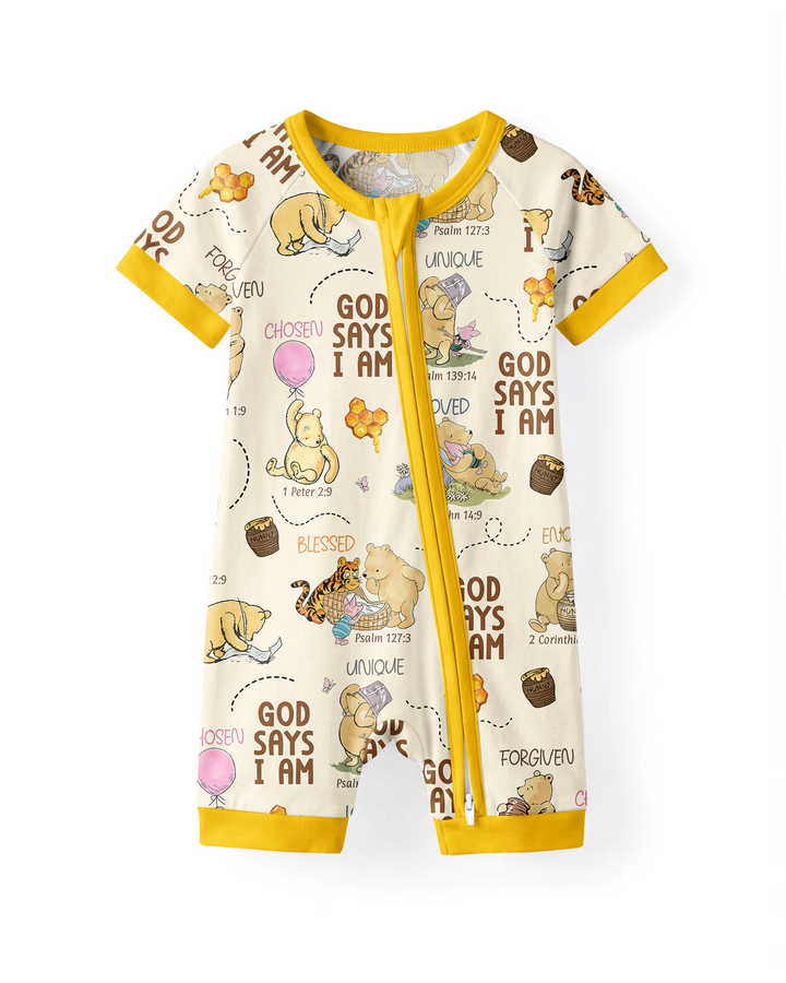 God Says I Am – Little Blessings Bamboo Shorty Zippy