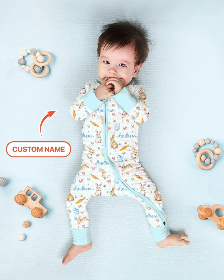 Custom Name Bunny Garden Bamboo Convertible Zippy