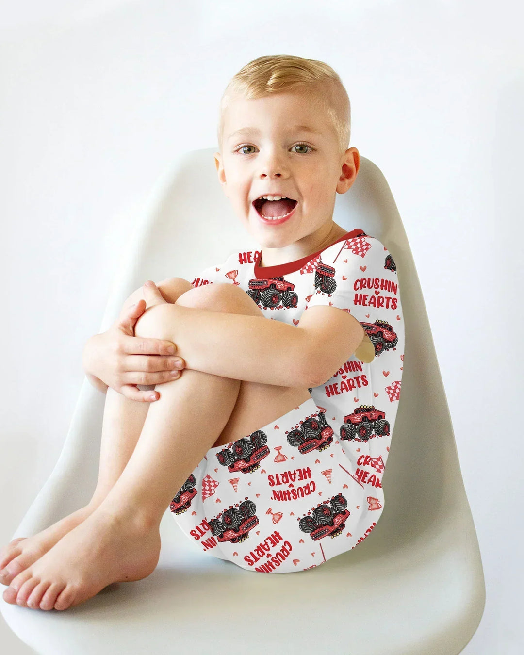Crushin Hearts Bamboo Two Piece Short Sleeve Shorts Pajama Set