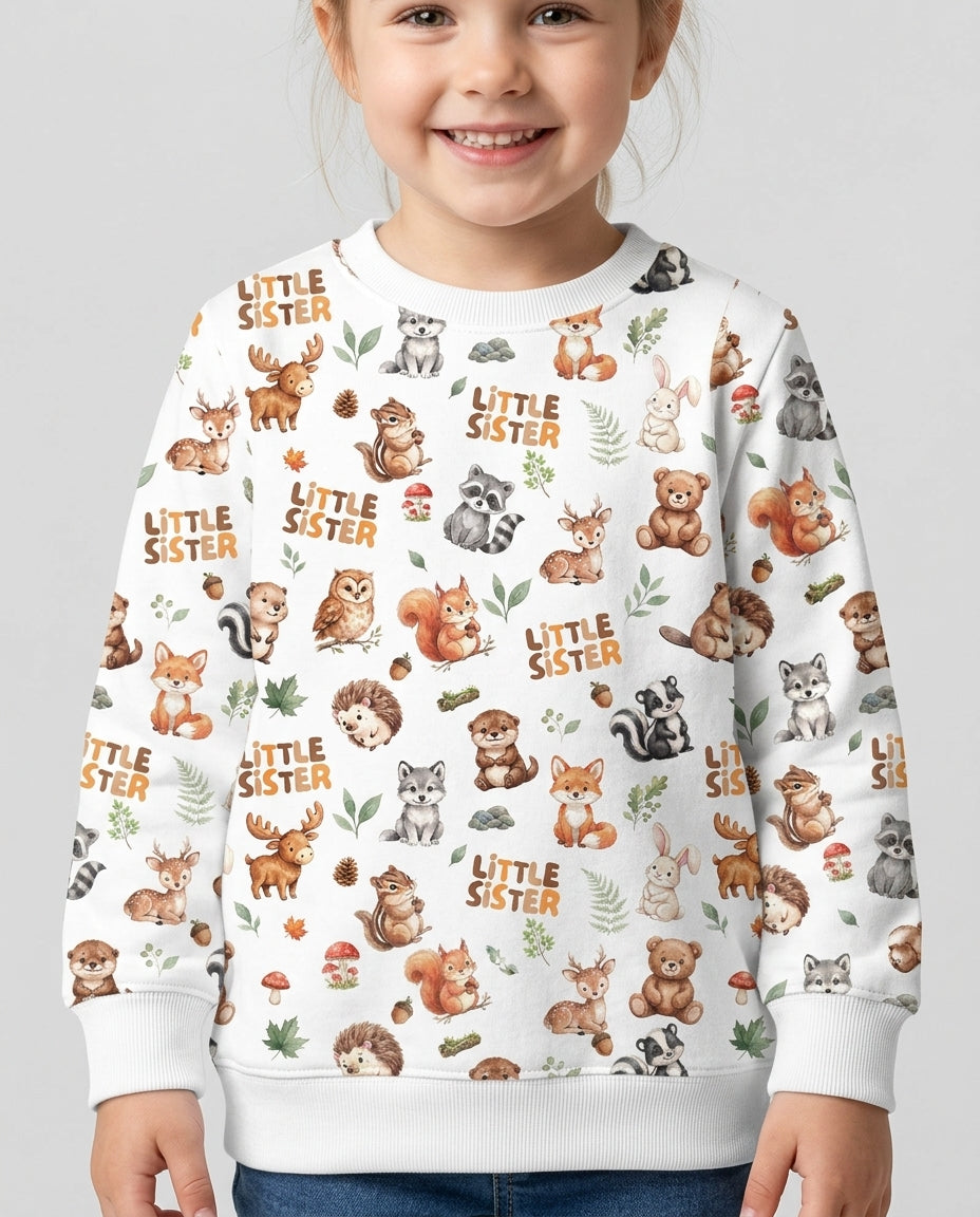 Custom Quote Woodland Animal Matching Sibling Bamboo Crewneck Sweatshirt