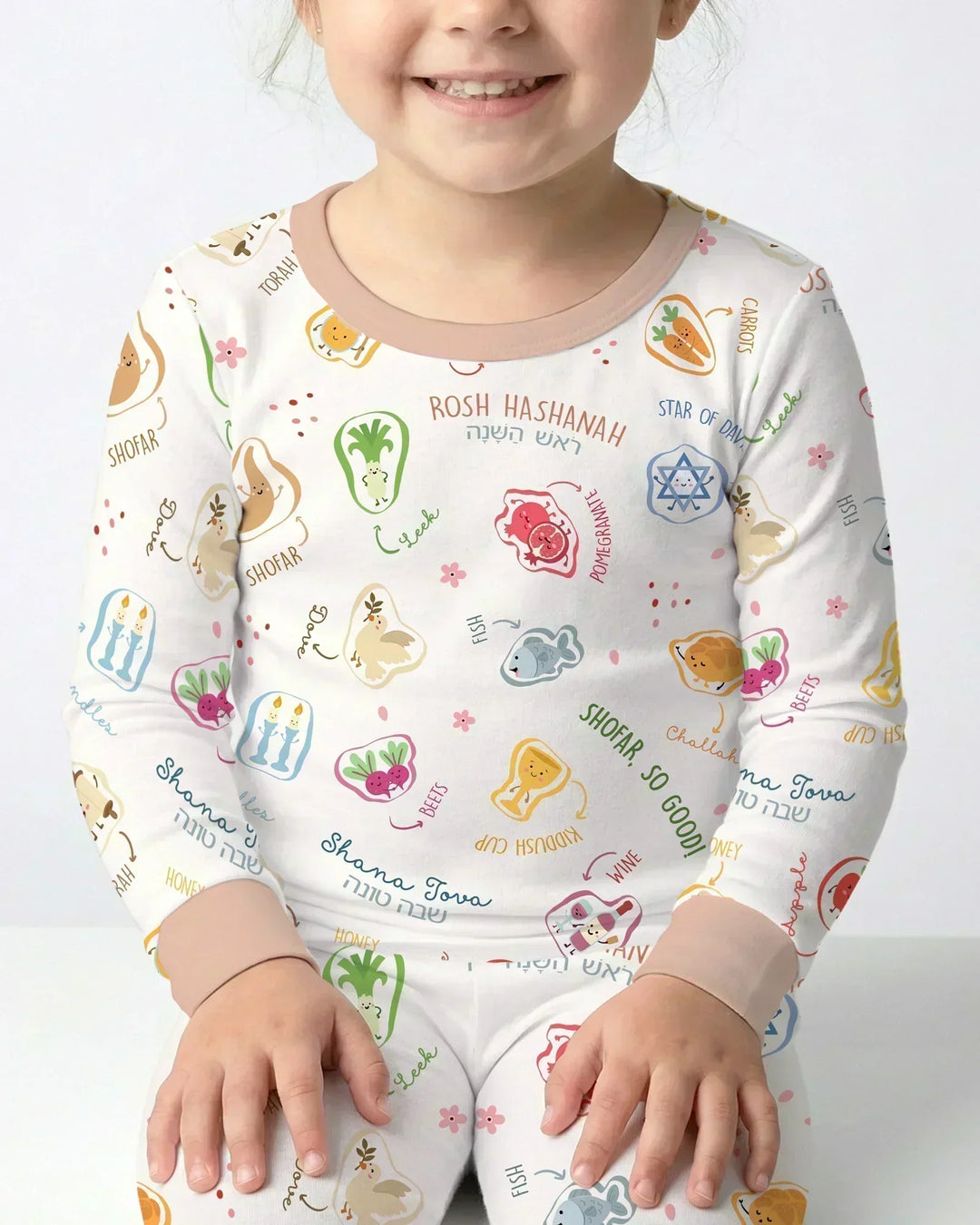 Happy Rosh Hashanah Bamboo Two Piece Long Sleeve Pajama Set